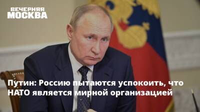 Путин: Россию пытаются успокоить, что НАТО является мирной организацией