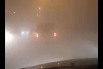 «Едем на аварийке»: зловонный туман окутал трассу под Новосибирском
