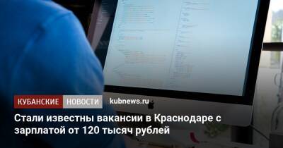 Стали известны вакансии в Краснодаре с зарплатой от 120 тысяч рублей
