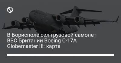 В Борисполе сел грузовой самолет ВВС Британии Boeing C-17A Globemaster III: карта