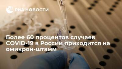 Более 60 процентов случаев COVID-19 в России приходится на омикрон-штамм