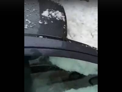 Упавший с воронежской больницы снег разбил стёкла припаркованных автомобилей