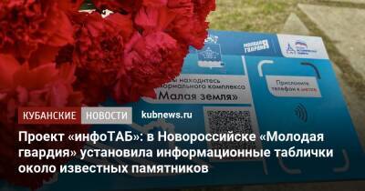 Проект «инфоТАБ»: в Новороссийске «Молодая гвардия» установила информационные таблички около известных памятников
