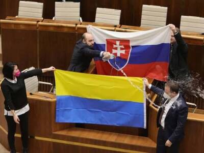 В парламенте Словакии протестовали против бесплатного размещения контингента США на авиабазах страны - «пострадал» флаг Украины