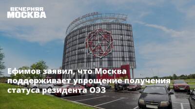 Ефимов заявил, что Москва поддерживает упрощение получения статуса резидента ОЭЗ