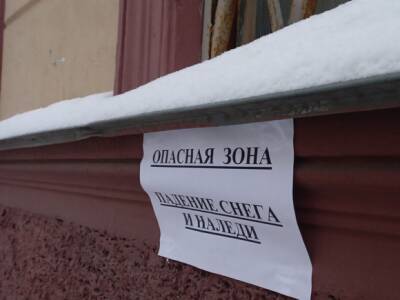 В Великом Новгороде на женщину с ребенком упала громадная глыба льда (видео)