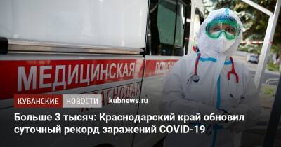 Больше 3 тысяч: Краснодарский край обновил суточный рекорд заражений COVID-19