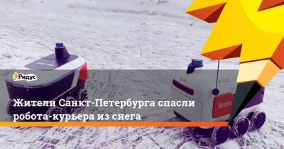 Жители Санкт-Петербурга спасли робота-курьера из снега