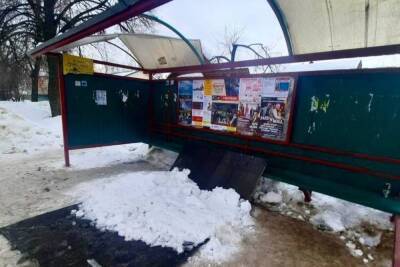 В Рязани под тяжестью снега обвалилась крыша остановки на улицы Щорса