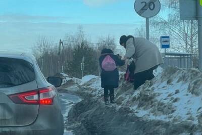 В Рязани женщина с ребёнком едва не попали под машину из-за сугроба