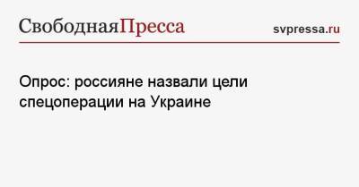 Опрос: россияне назвали цели спецоперации на Украине