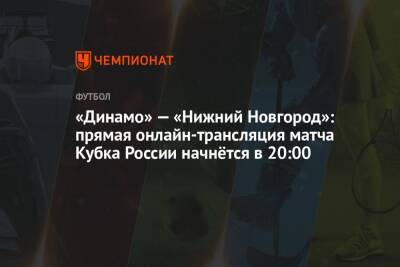 «Динамо» — «Нижний Новгород»: прямая онлайн-трансляция матча Кубка России начнётся в 20:00