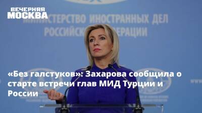 «Без галстуков»: Захарова сообщила о старте встречи глав МИД Турции и России