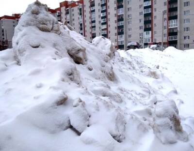 В смоленском райцентре убранный с улиц снег сваливали между домами