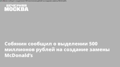 Собянин сообщил о выделении 500 миллионов рублей на создание замены McDonald’s