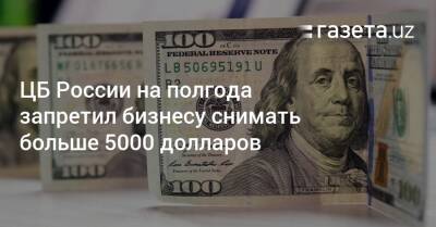 ЦБ России на полгода запретил бизнесу снимать больше 5000 долларов
