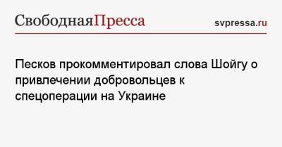 Песков прокомментировал слова Шойгу о привлечении добровольцев к спецоперации на Украине