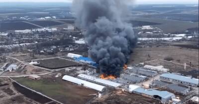 Удар ВС РФ по Дергачам: горит фабрика дверей Papa Carlo, под угрозой конюшня (видео)