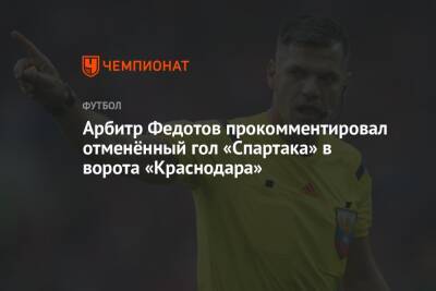Арбитр Федотов прокомментировал отменённый гол «Спартака» в ворота «Краснодара»