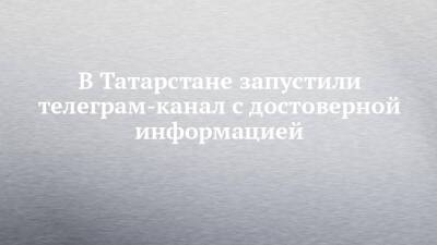 В Татарстане запустили телеграм-канал с достоверной информацией