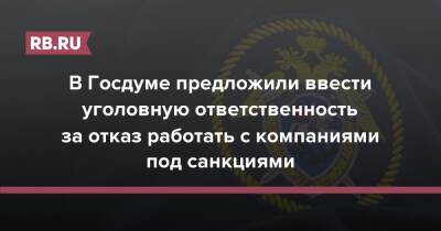 Андрей Турчак - В Госдуме предложили ввести уголовную ответственность за отказ работать с компаниями под санкциями - rb.ru - Россия