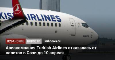 Авиакомпания Turkish Airlines отказалась от полетов в Сочи до 10 апреля