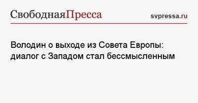 Володин о выходе из Совета Европы: диалог с Западом стал бессмысленным