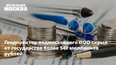 Гендиректор подмосковного ООО скрыл от государства более 540 миллионов рублей