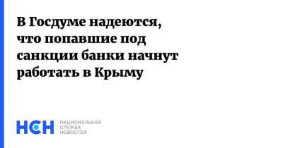 В Госдуме надеются, что попавшие под санкции банки начнут работать в Крыму