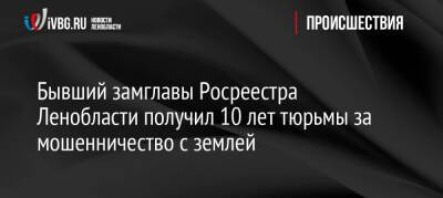 Бывший замглавы Росреестра Ленобласти получил 10 лет тюрьмы за мошенничество с землей