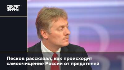 Песков рассказал, как происходит самоочищение России от предателей