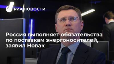 Новак: Россия выполняет обязательства по поставкам энергоносителей