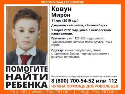 11-летний мальчик пропал в Новосибирске - sib.fm - Новосибирск - Новосибирская обл. - район Дзержинский