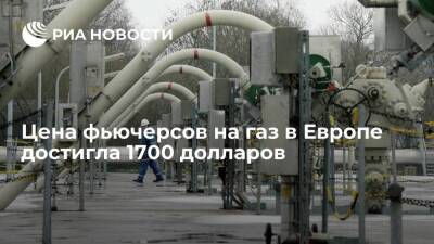 ICE: цена фьючерсов на газ в Европе выросла на 20%, достигнув 1700 долларов