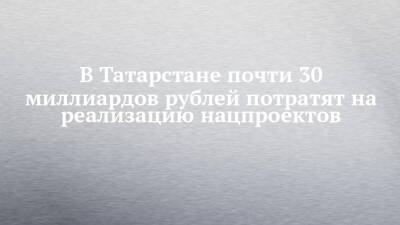 В Татарстане почти 30 миллиардов рублей потратят на реализацию нацпроектов