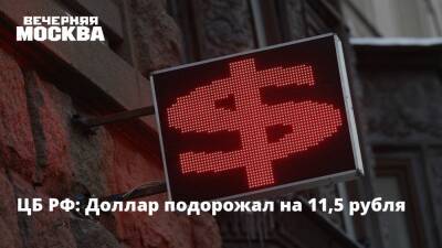 ЦБ РФ: Доллар подорожал на 11,5 рубля