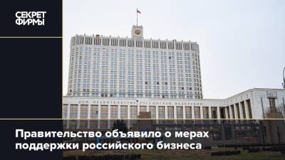 Правительство объявило о мерах поддержки российского бизнеса