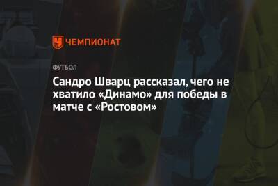 Сандро Шварц рассказал, чего не хватило «Динамо» для победы в матче с «Ростовом»