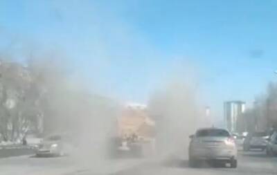 Пыльная буря в Новосибирске попала на видео