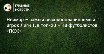 Неймар – самый высокооплачиваемый игрок Лиги 1, в топ-20 – 18 футболистов «ПСЖ»