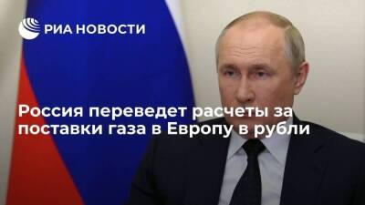 Путин объявил о переходе на рублевые расчеты за поставки газа недружественным странам