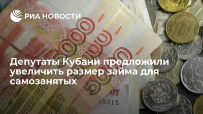Депутаты Заксобрания Кубани предложили увеличить размер займа для самозанятых