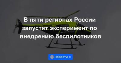 В пяти регионах России запустят эксперимент по внедрению беспилотников