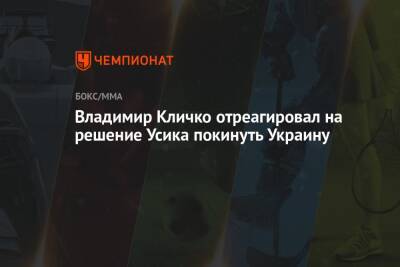 Владимир Кличко отреагировал на решение Усика покинуть Украину