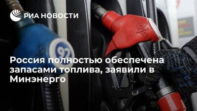 Минэнерго заявило, что России полностью обеспечена необходимыми запасами топлива