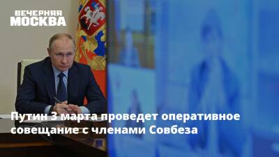 Путин 3 марта проведет оперативное совещание с членами Совбеза