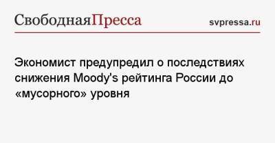 Экономист предупредил о последствиях снижения Moody’s рейтинга России до «мусорного» уровня