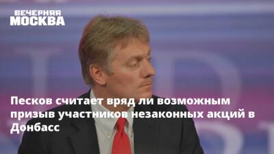 Песков считает вряд ли возможным призыв участников незаконных акций в Донбасс