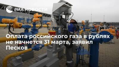 Песков: оплата российского газа в рублях не начнется 31 марта, это растянутый процесс