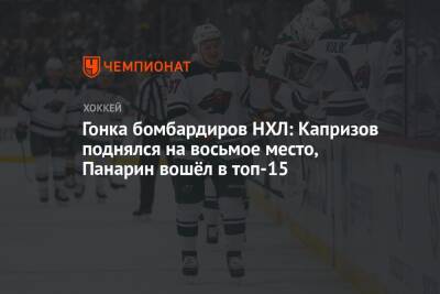 Гонка бомбардиров НХЛ: Капризов поднялся на восьмое место, Панарин вошёл в топ-15